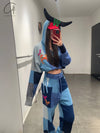 YANYAN KNITS Check Colorblock Sweatpants YYK-YYW23-0183-LAN Blue YYK-YYW23-0182